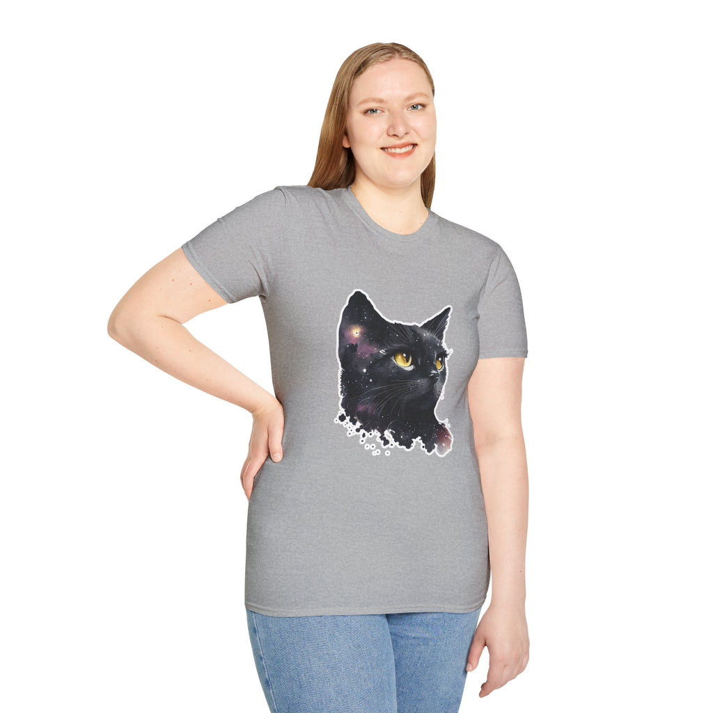 Galaxy Black Cat T-Shirt — Cosmic Cat Portrait Tee