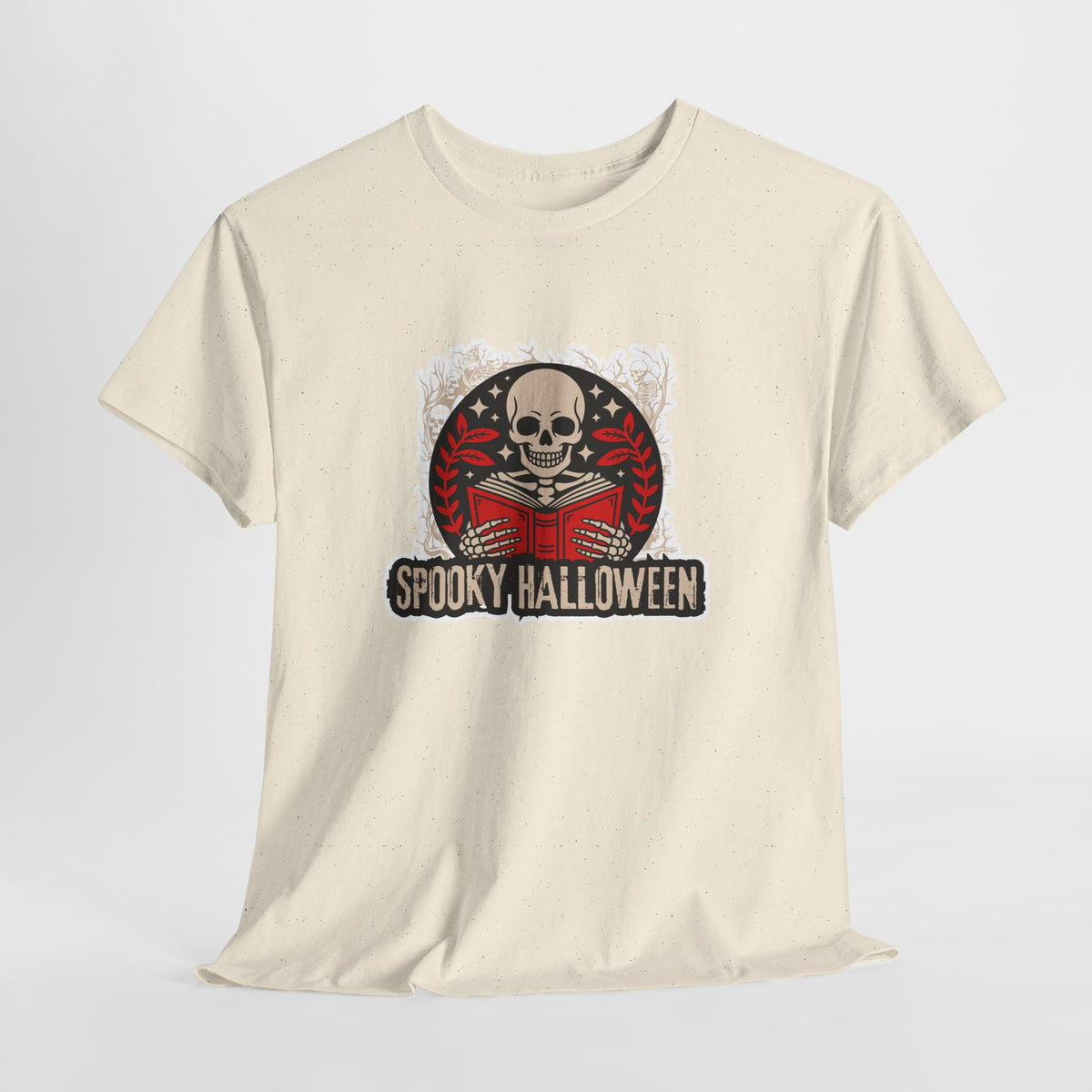 Spooky Halloween Skull Tee — Vintage Skeleton Reading Book Halloween T-Shirt