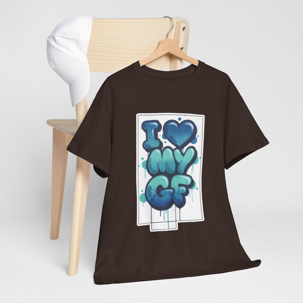 I LOVE My GF T-Shirt — Cute Blue Graffiti Love Tee for Girlfriend Gifts