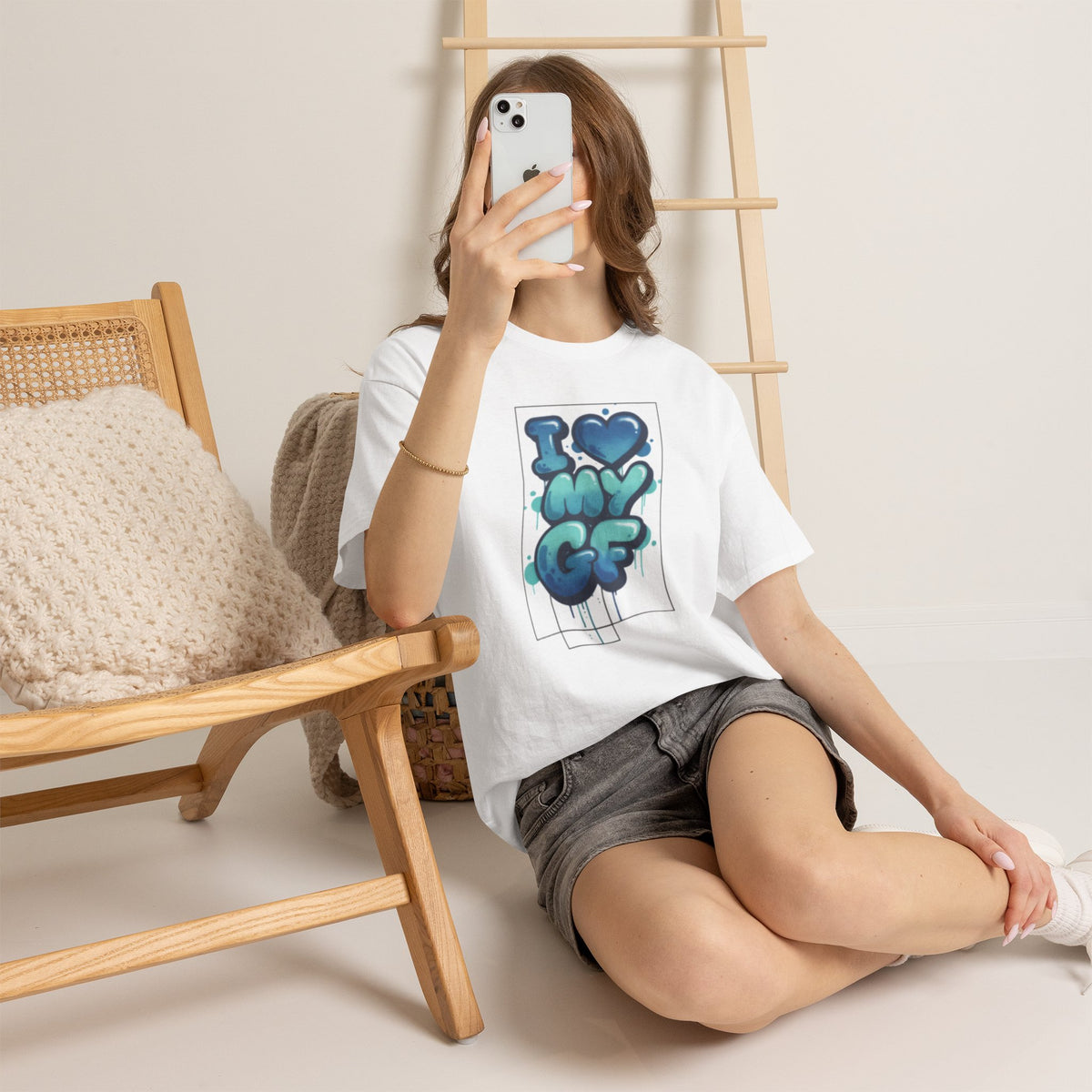 I LOVE My GF T-Shirt — Cute Blue Graffiti Love Tee for Girlfriend Gifts