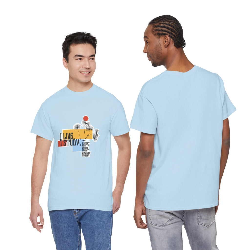T-Shirt — I Live, I Study Graphic Tee (Minimalist Floral Collage)