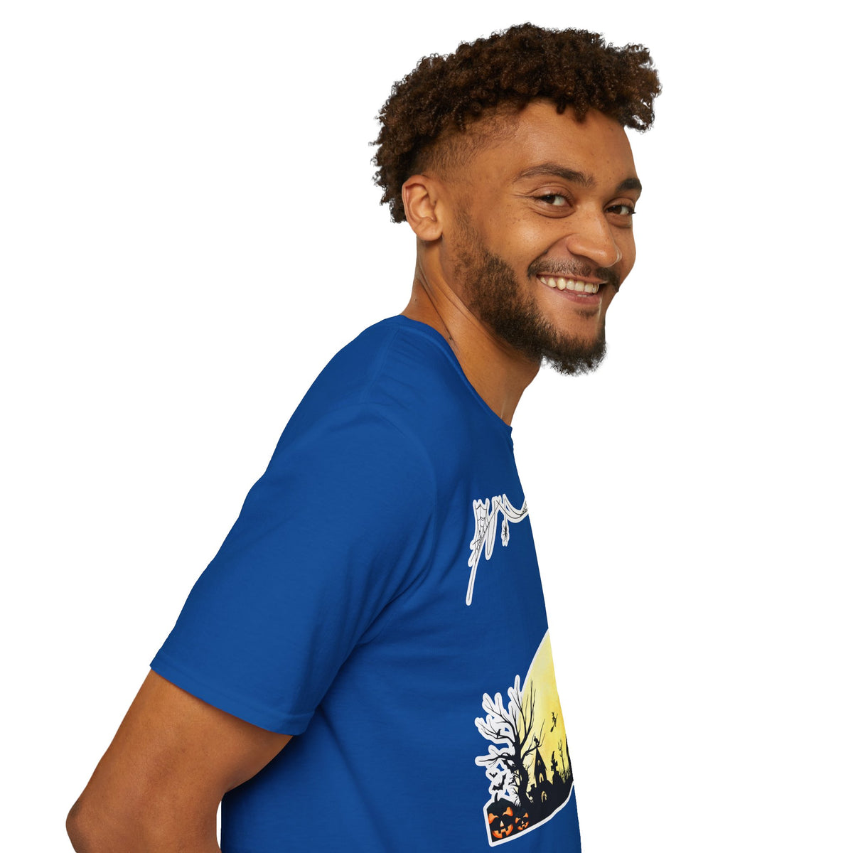 Halloween Moon Silhouette T-Shirt — Spooky Graveyard Pumpkin Scene
