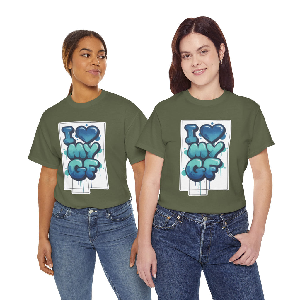 I LOVE My GF T-Shirt — Cute Blue Graffiti Love Tee for Girlfriend Gifts