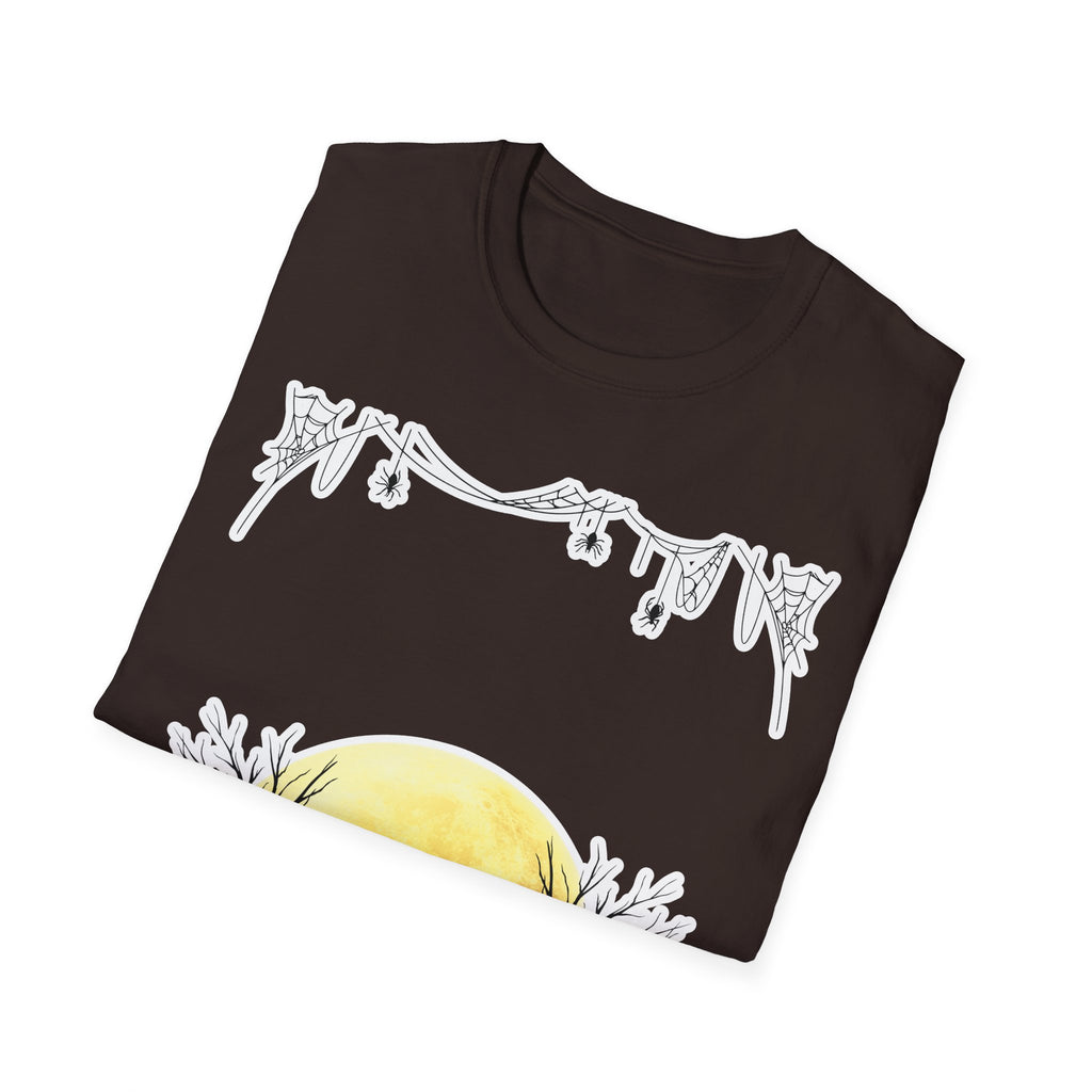 Halloween Moon Silhouette T-Shirt — Spooky Graveyard Pumpkin Scene