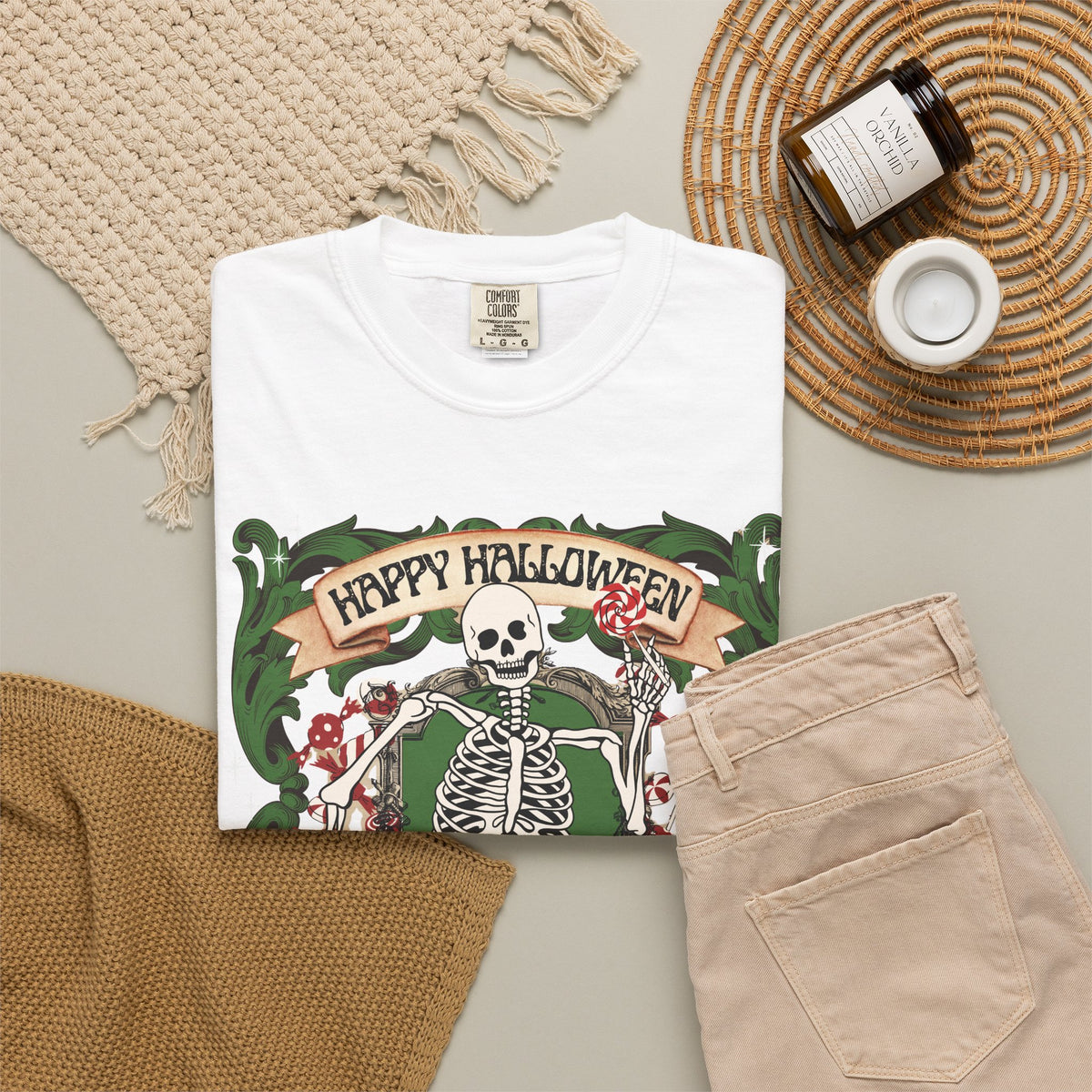 Happy Halloween Skeleton T-Shirt — Vintage Trick or Treat Graphic Tee