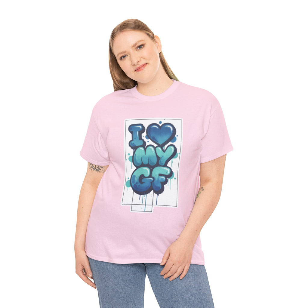 I LOVE My GF T-Shirt — Cute Blue Graffiti Love Tee for Girlfriend Gifts