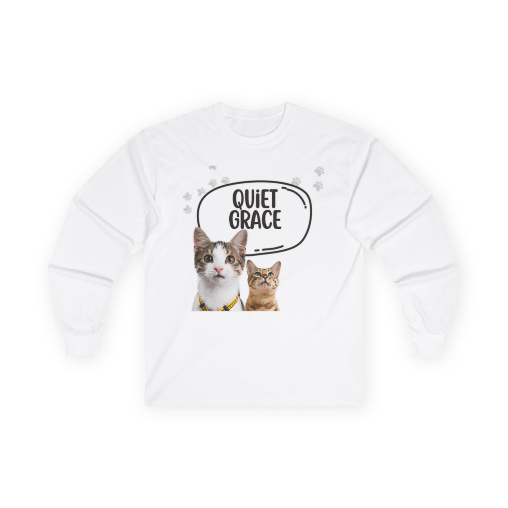 Quiet Grace Cat Long Sleeve Tee — Cute Kitty Photo Shirt