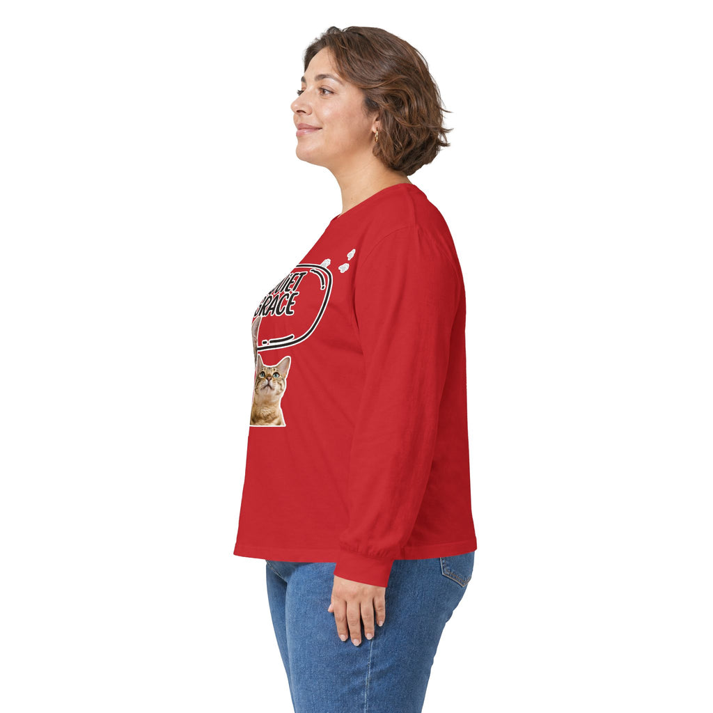 Quiet Grace Cat Long Sleeve Tee — Cute Kitty Photo Shirt