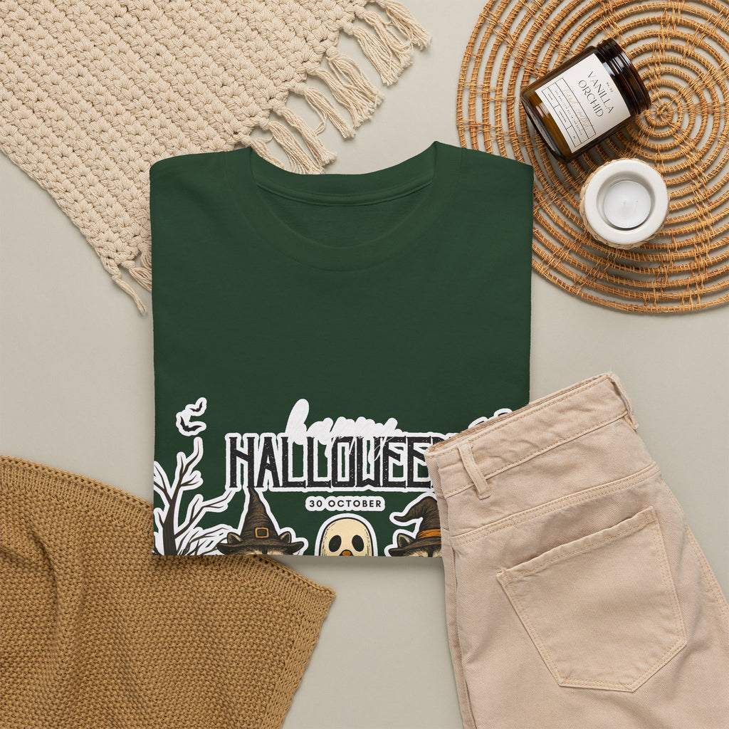 Halloween Raccoon Ghost Pumpkin T‑Shirt — Cute Spooky Costume Trio Tee