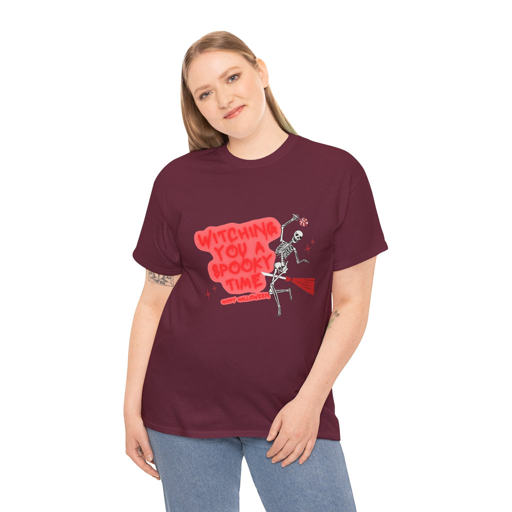 Skeleton 'Witching You a Spooky Time' Halloween T-Shirt