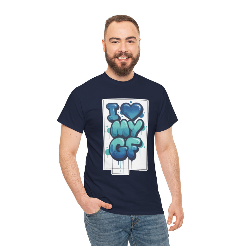 I LOVE My GF T-Shirt — Cute Blue Graffiti Love Tee for Girlfriend Gifts