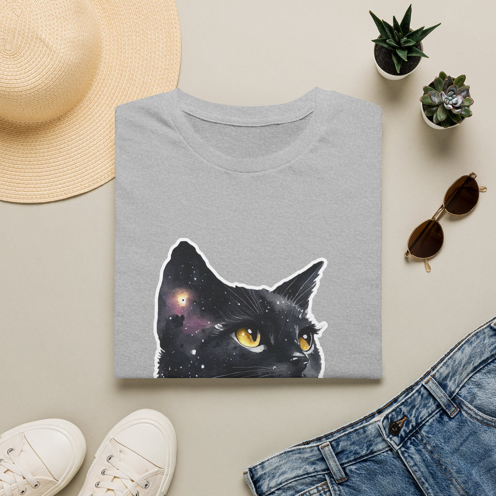 Galaxy Black Cat T-Shirt — Cosmic Cat Portrait Tee