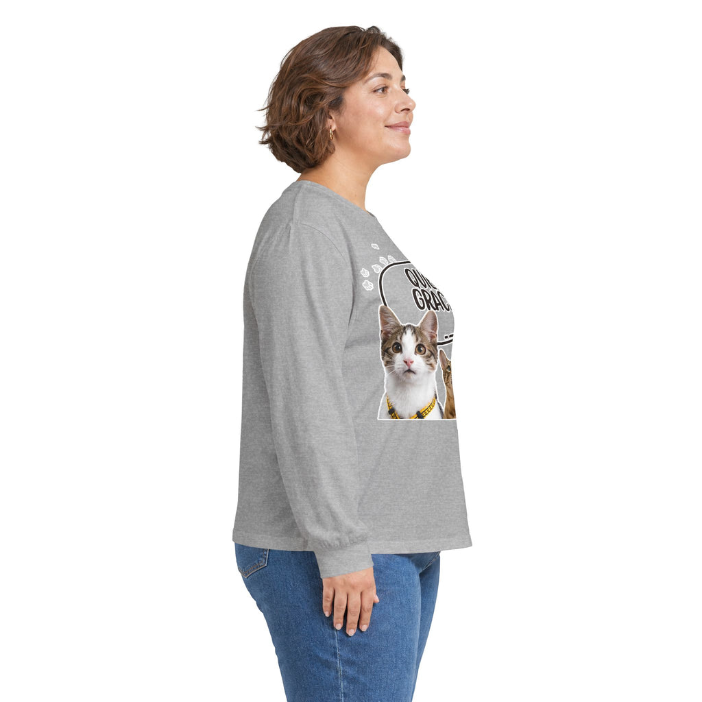 Quiet Grace Cat Long Sleeve Tee — Cute Kitty Photo Shirt