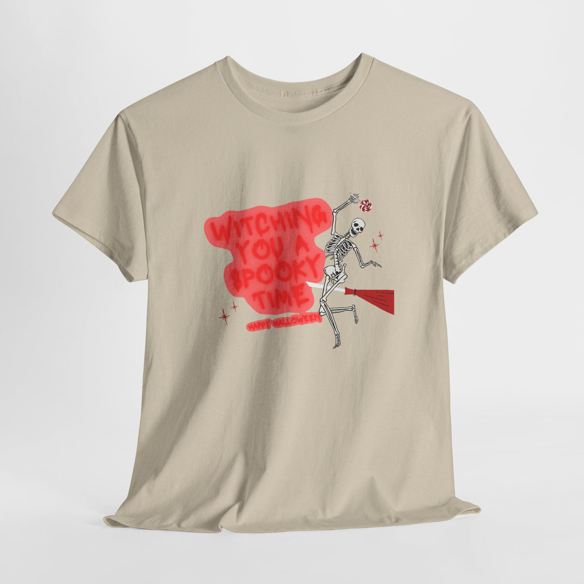 Skeleton 'Witching You a Spooky Time' Halloween T-Shirt