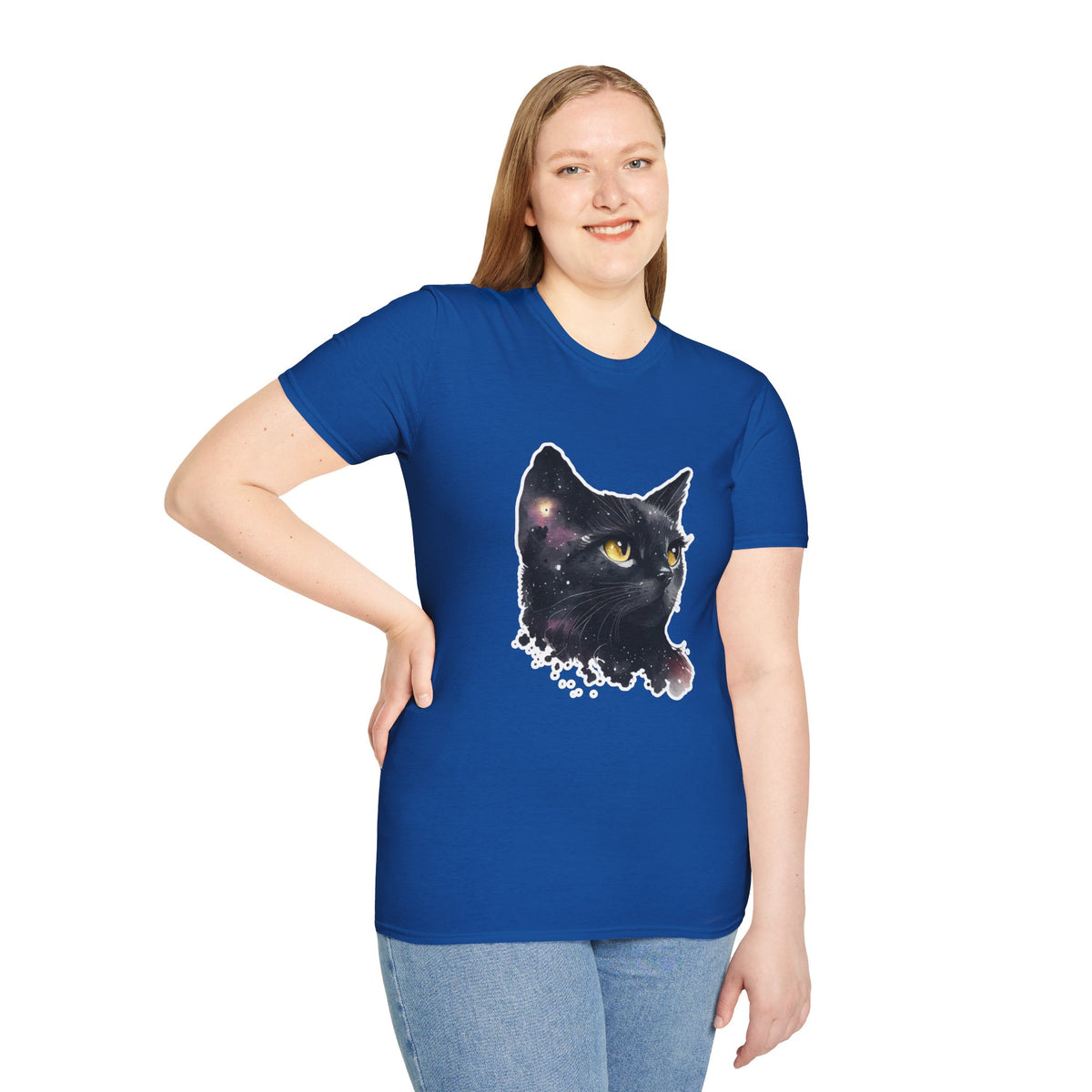 Galaxy Black Cat T-Shirt — Cosmic Cat Portrait Tee