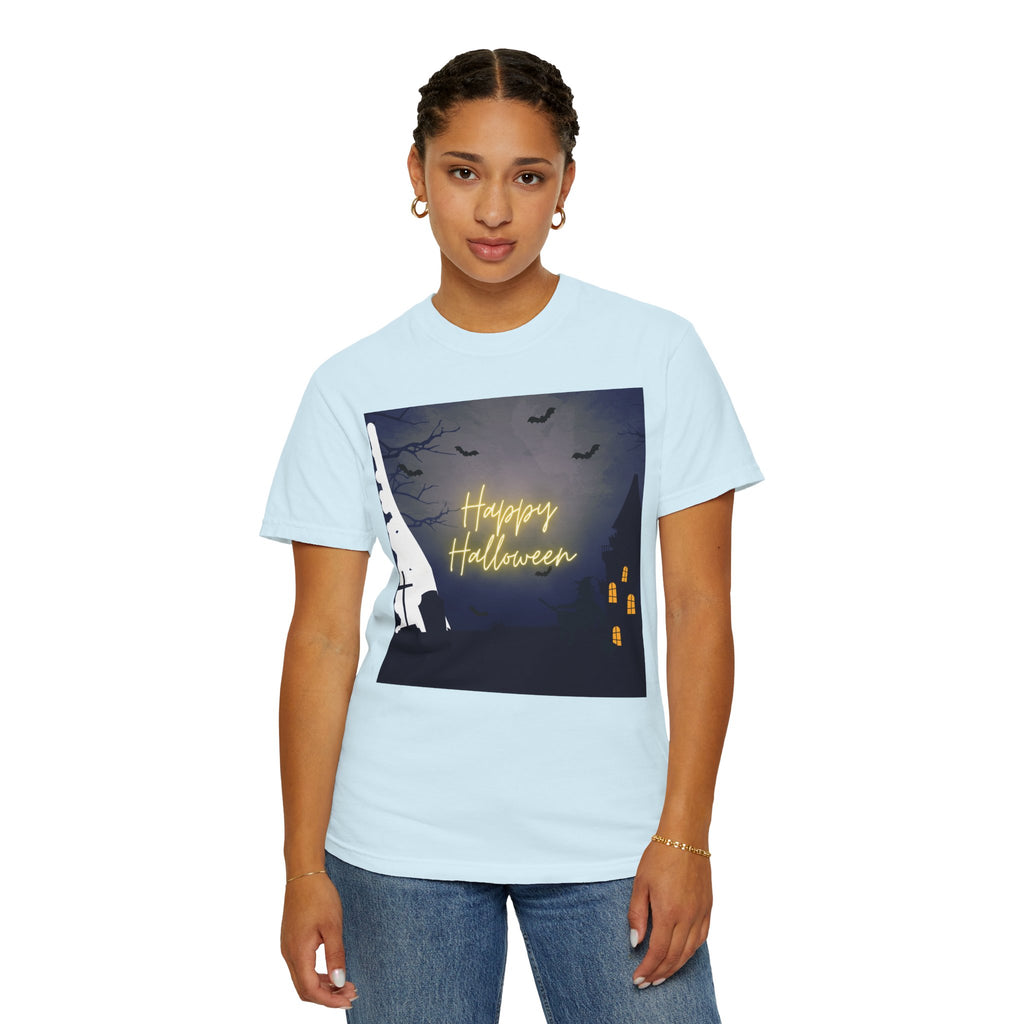Halloween Night T-Shirt — "Happy Halloween" Haunted Graveyard Design