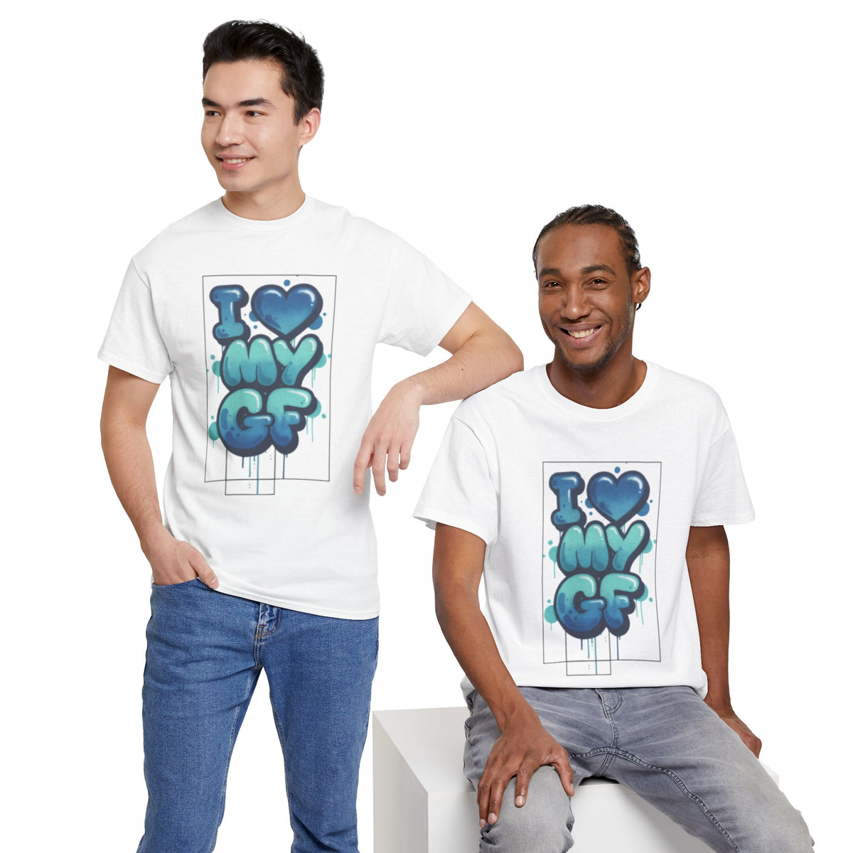 I LOVE My GF T-Shirt — Cute Blue Graffiti Love Tee for Girlfriend Gifts