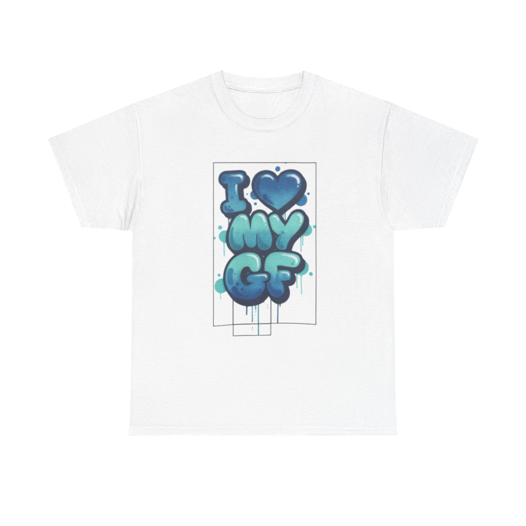 I LOVE My GF T-Shirt — Cute Blue Graffiti Love Tee for Girlfriend Gifts