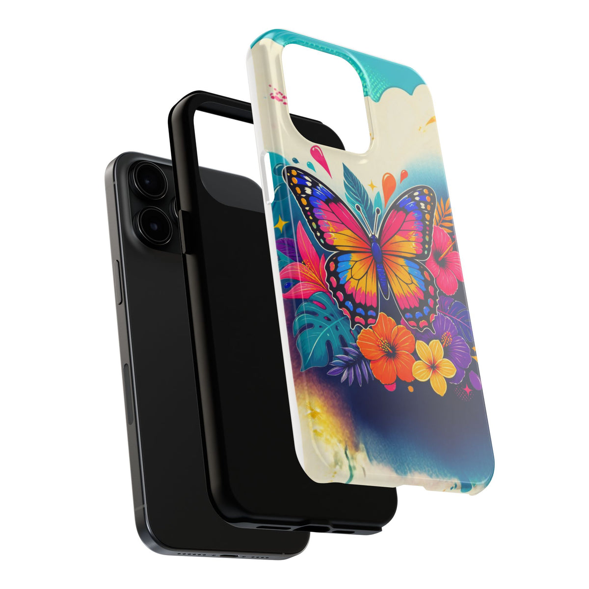 Butterfly Floral Tough Phone Case — Colorful Protective Phone Cover