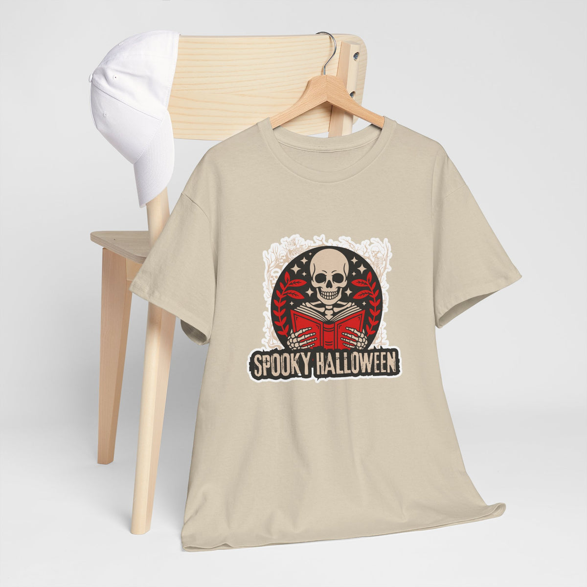 Spooky Halloween Skull Tee — Vintage Skeleton Reading Book Halloween T-Shirt