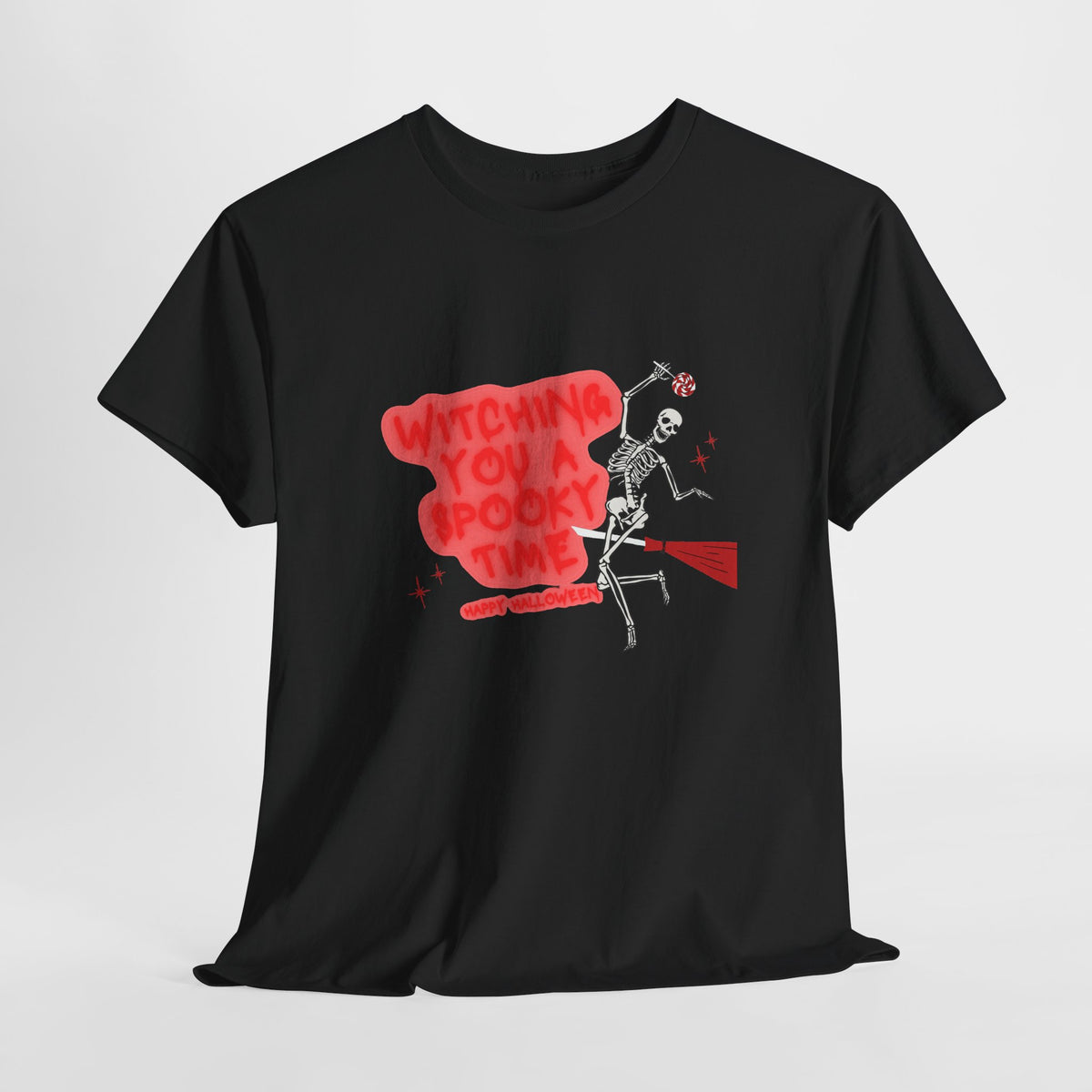 Skeleton 'Witching You a Spooky Time' Halloween T-Shirt