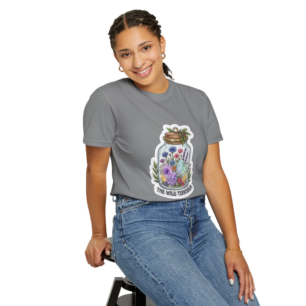 Terrarium Floral T-Shirt — "The Wild Terrarium" Botanical Jar Tee
