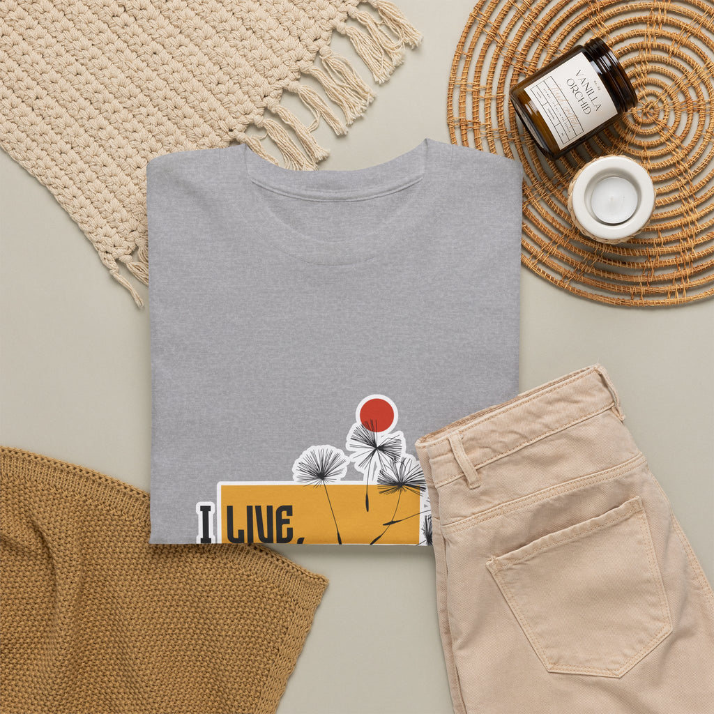 T-Shirt — I Live, I Study Graphic Tee (Minimalist Floral Collage)