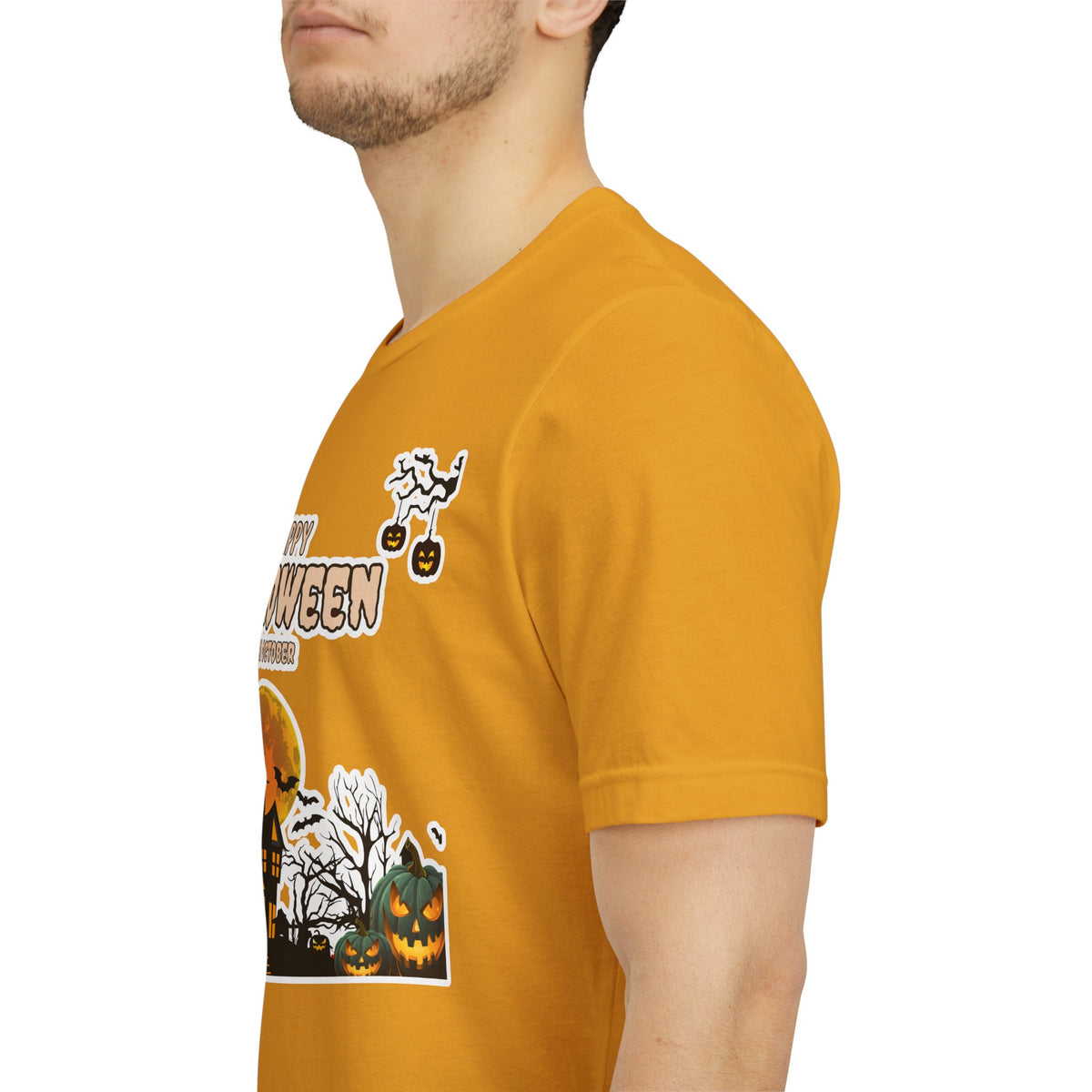 Halloween Haunted House T-Shirt — "Happy Halloween" Pumpkin Spooky Tee
