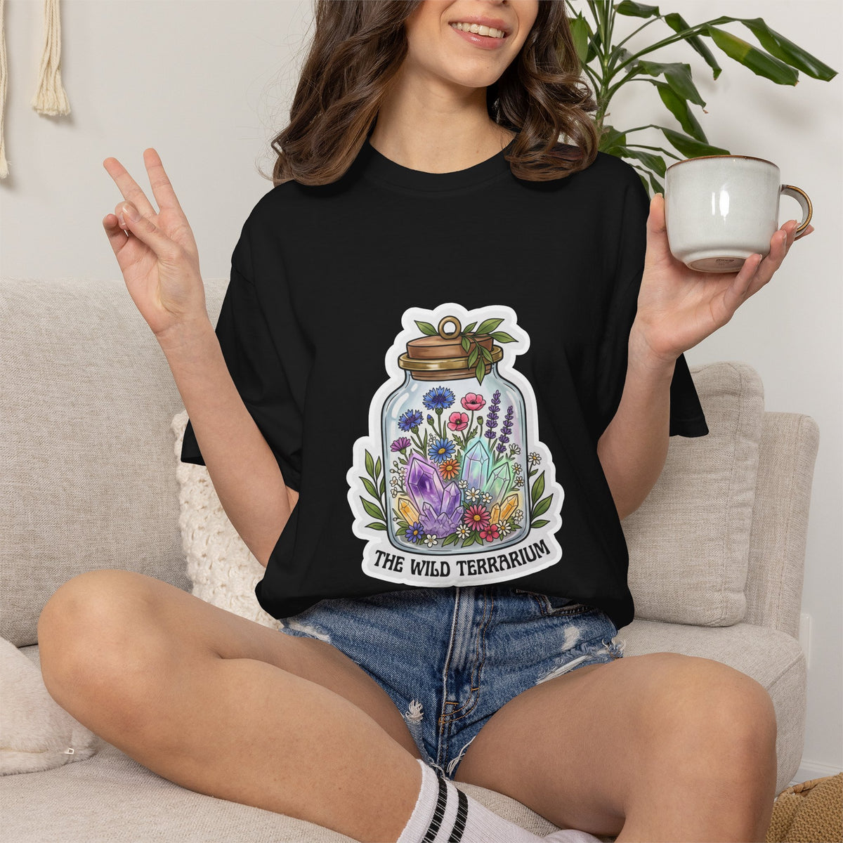 Terrarium Floral T-Shirt — "The Wild Terrarium" Botanical Jar Tee