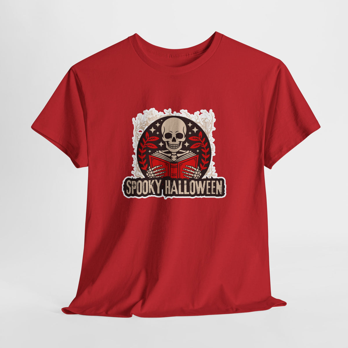 Spooky Halloween Skull Tee — Vintage Skeleton Reading Book Halloween T-Shirt