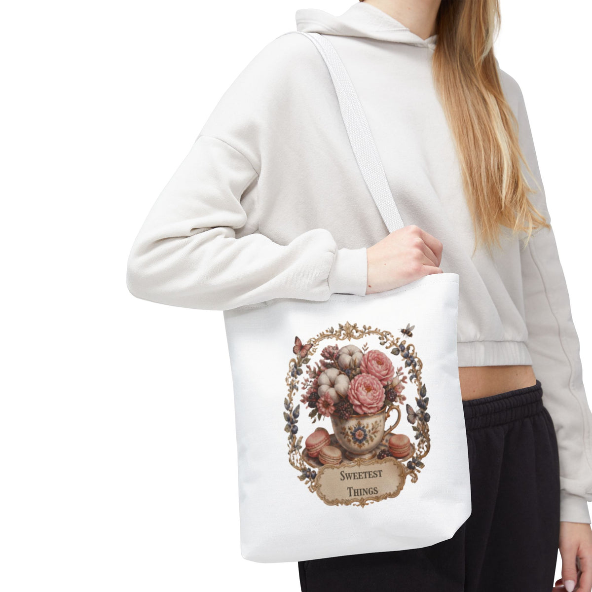 Vintage Floral Bouquet Tote — "Sweetest Things" Canvas Bag