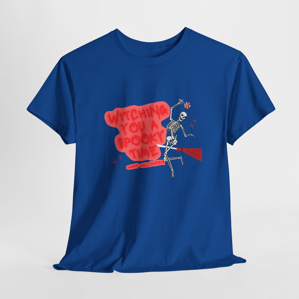 Skeleton 'Witching You a Spooky Time' Halloween T-Shirt