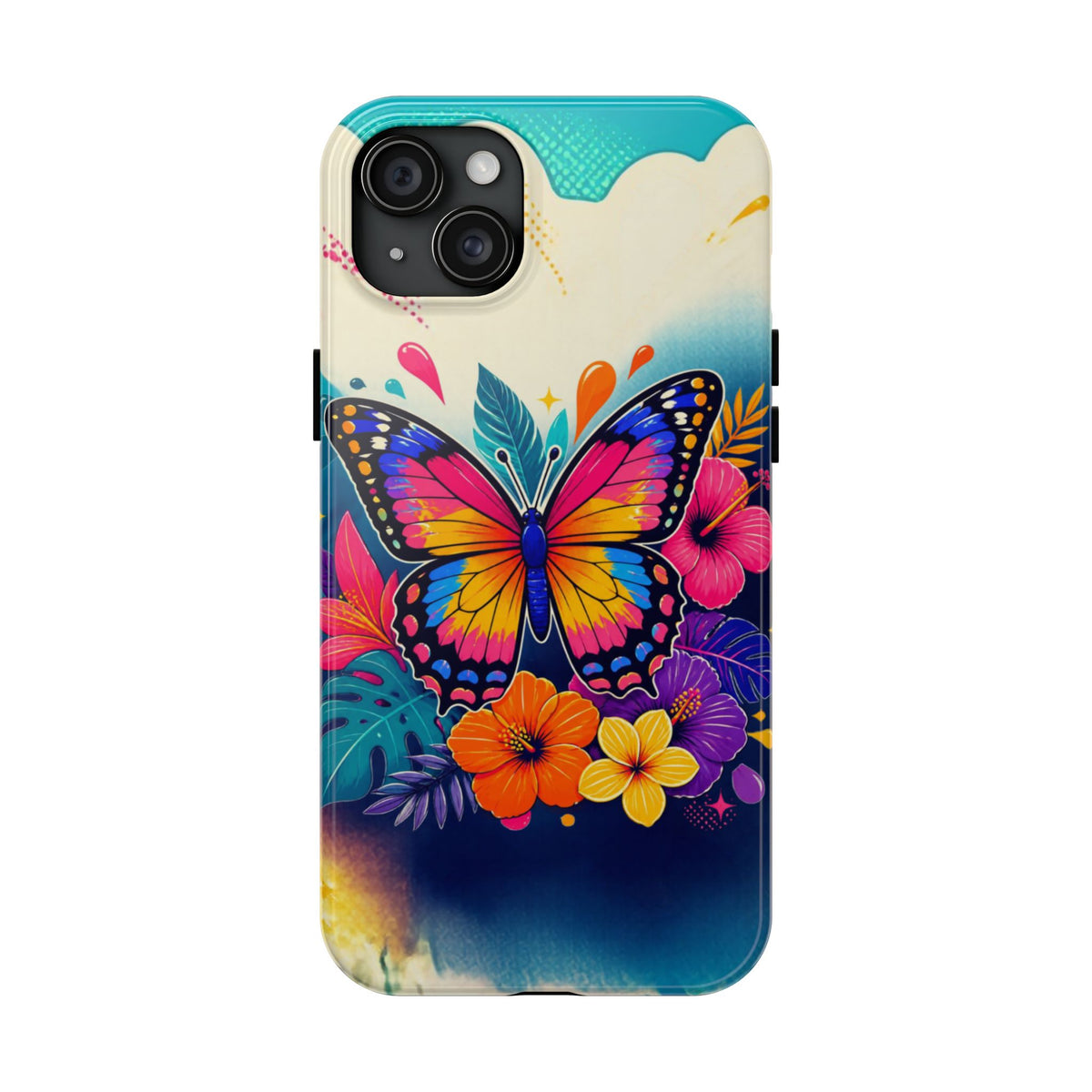 Butterfly Floral Tough Phone Case — Colorful Protective Phone Cover