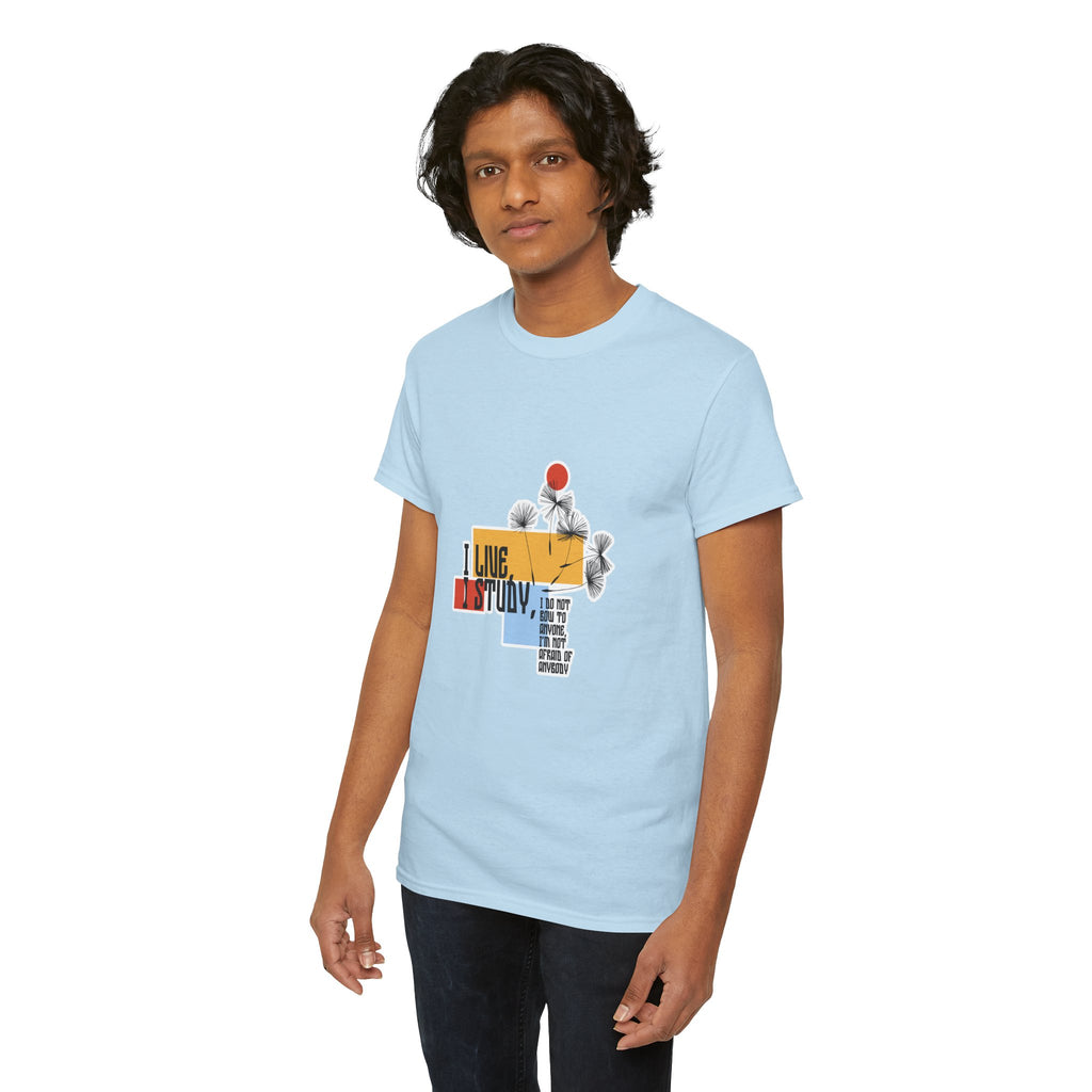 T-Shirt — I Live, I Study Graphic Tee (Minimalist Floral Collage)