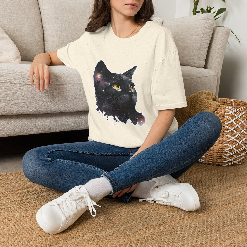 Galaxy Black Cat T-Shirt — Cosmic Cat Portrait Tee