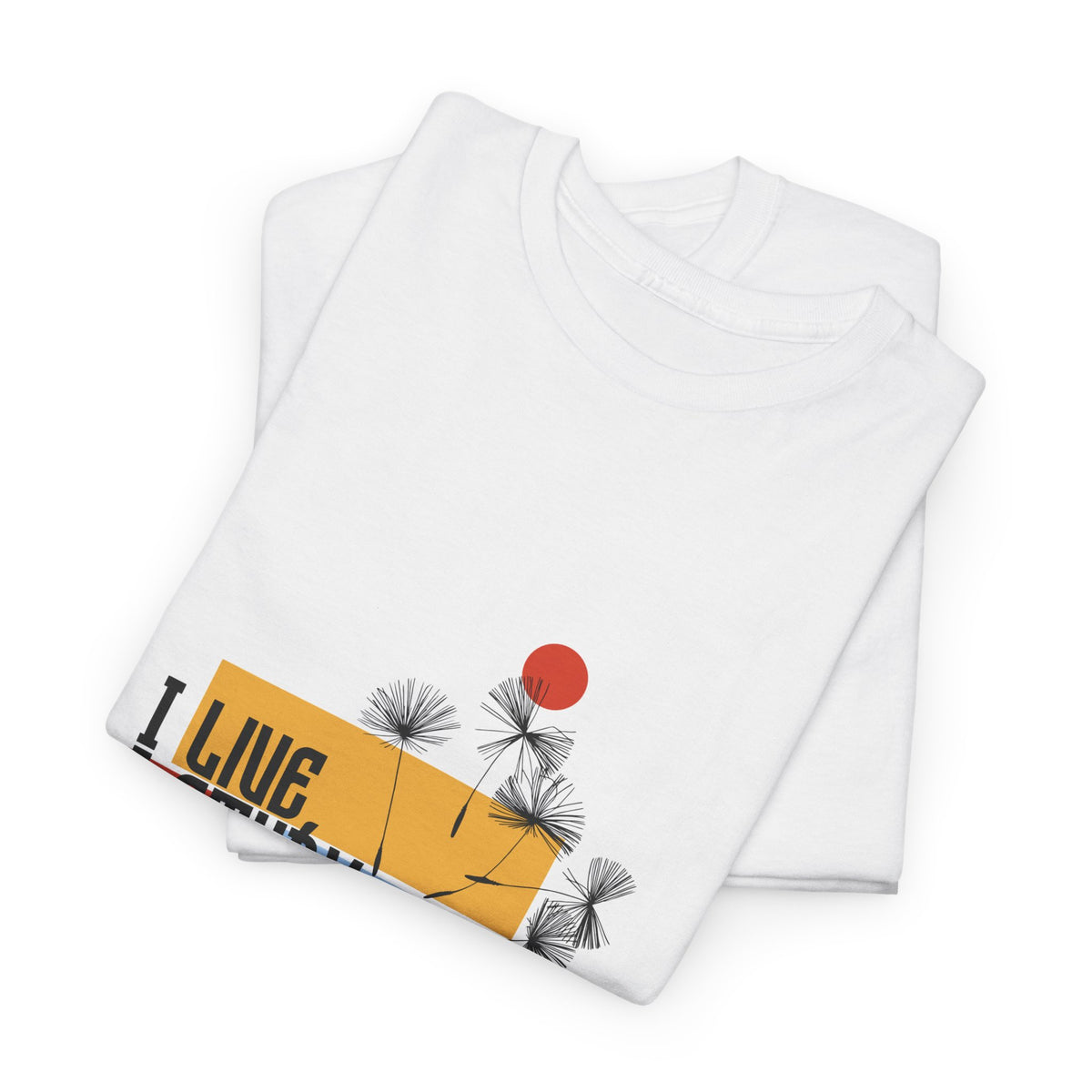 T-Shirt — I Live, I Study Graphic Tee (Minimalist Floral Collage)