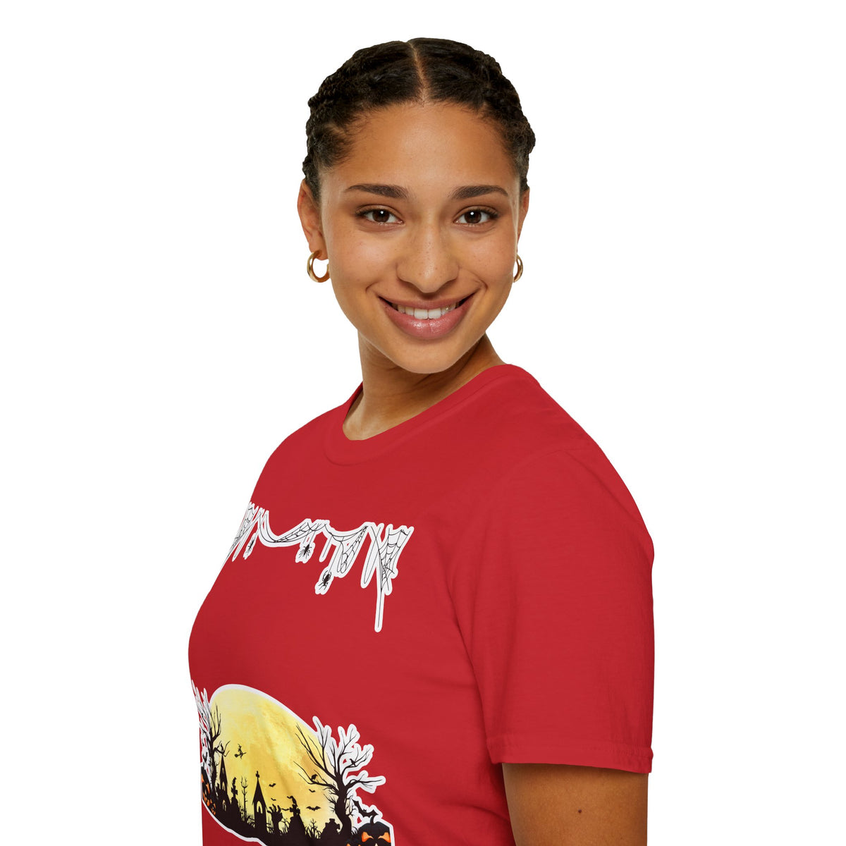 Halloween Moon Silhouette T-Shirt — Spooky Graveyard Pumpkin Scene