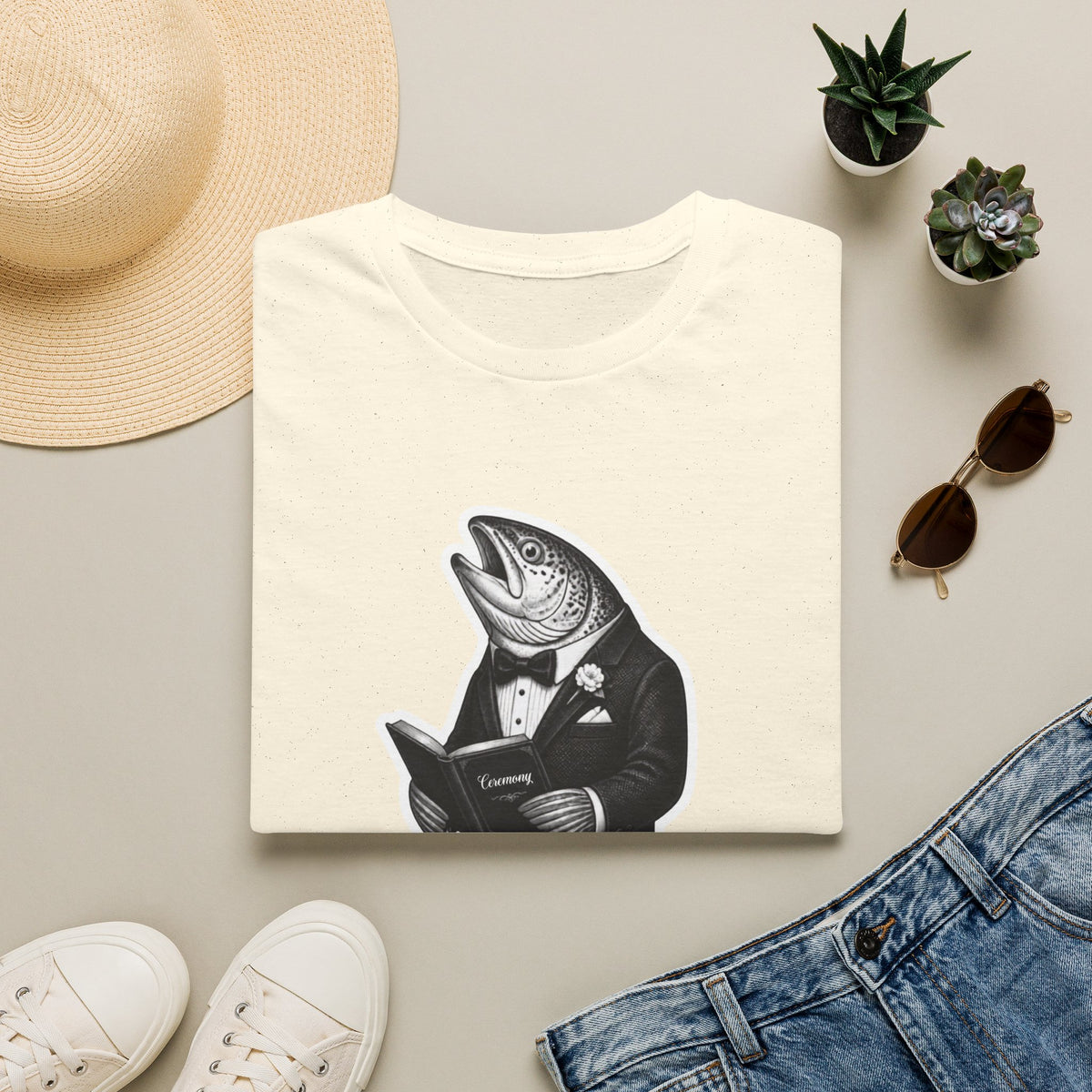 Salmon Gentleman T-Shirt — Dapper Fish Graphic Tee