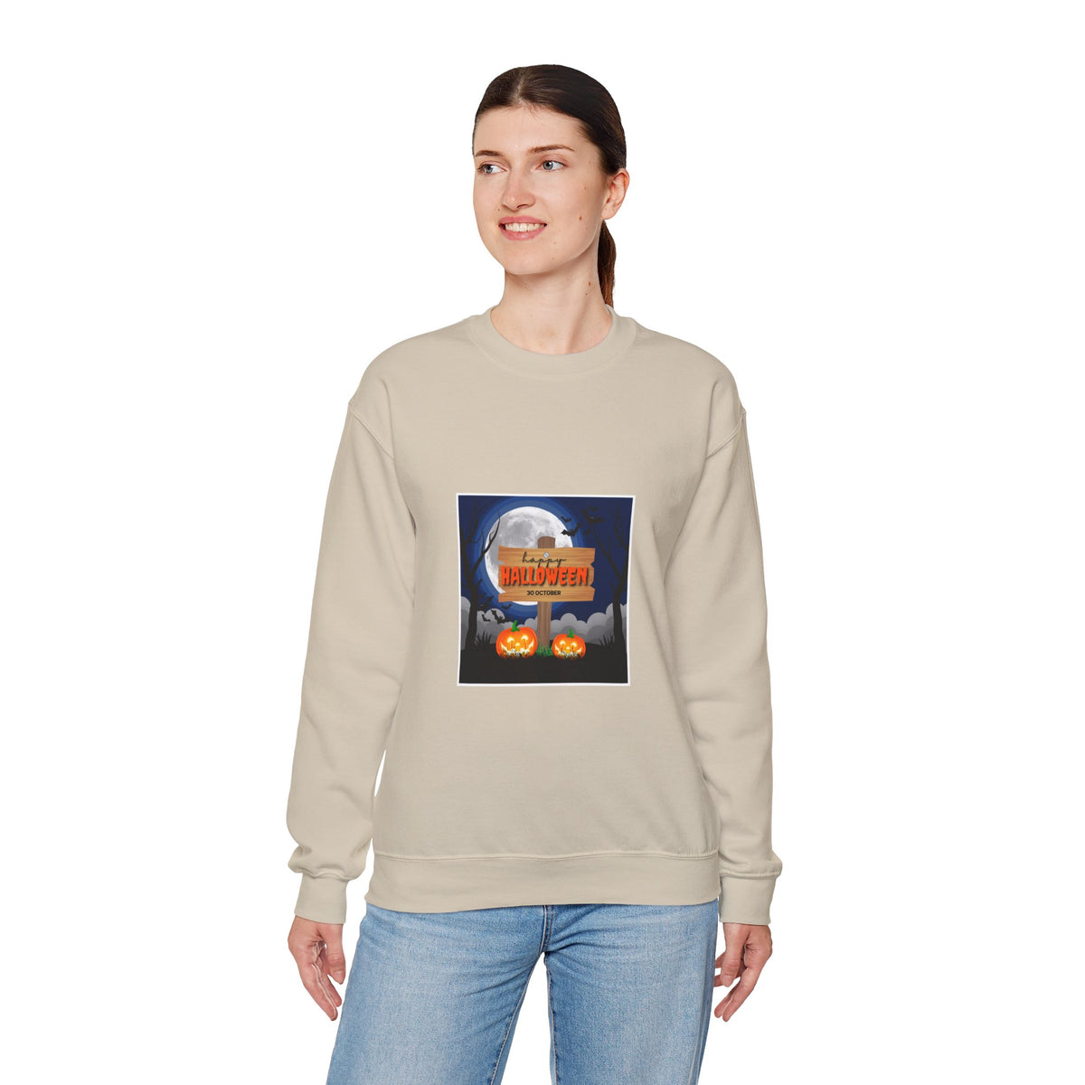 Halloween Crewneck Sweatshirt - Spooky Night Pumpkins Design