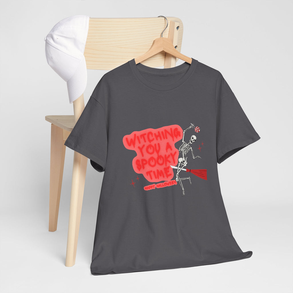 Skeleton 'Witching You a Spooky Time' Halloween T-Shirt