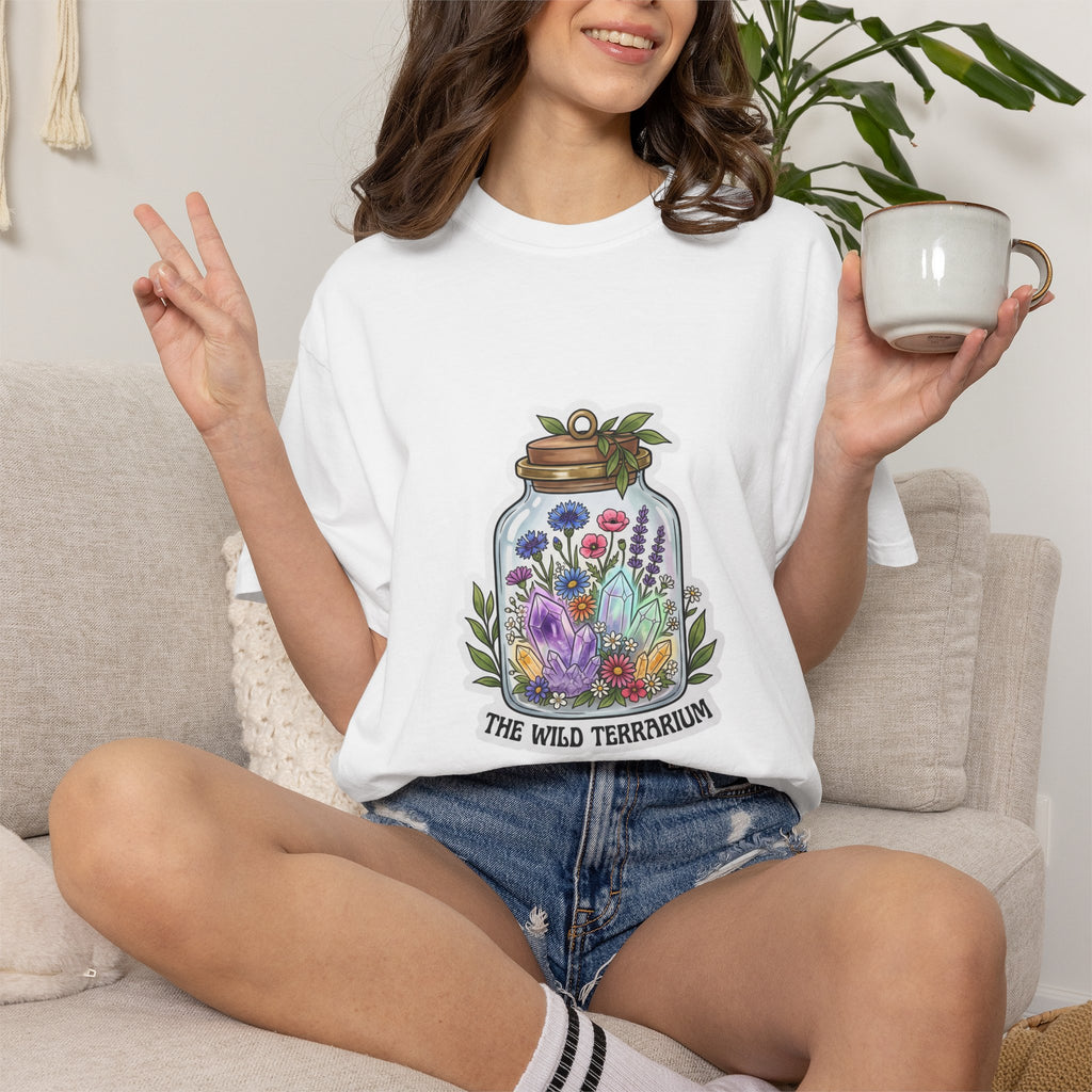 Terrarium Floral T-Shirt — "The Wild Terrarium" Botanical Jar Tee