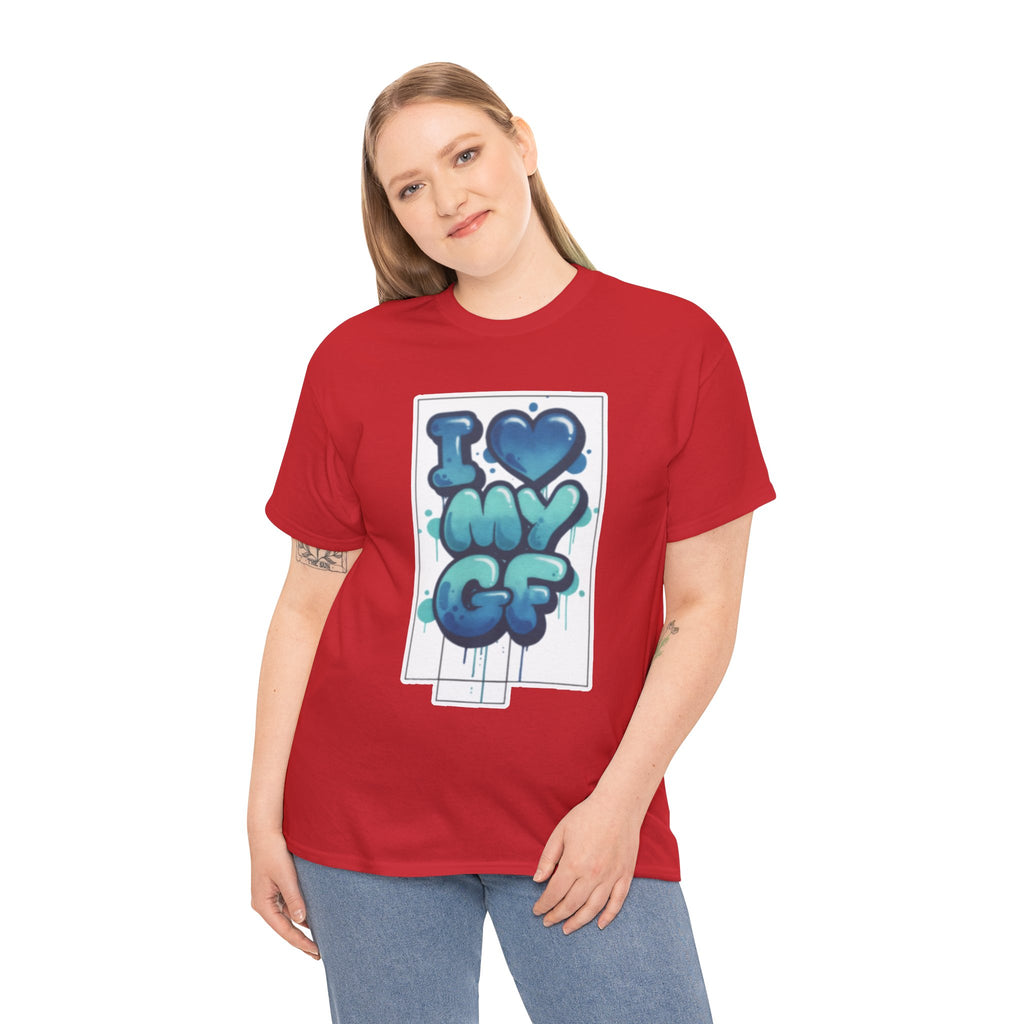 I LOVE My GF T-Shirt — Cute Blue Graffiti Love Tee for Girlfriend Gifts