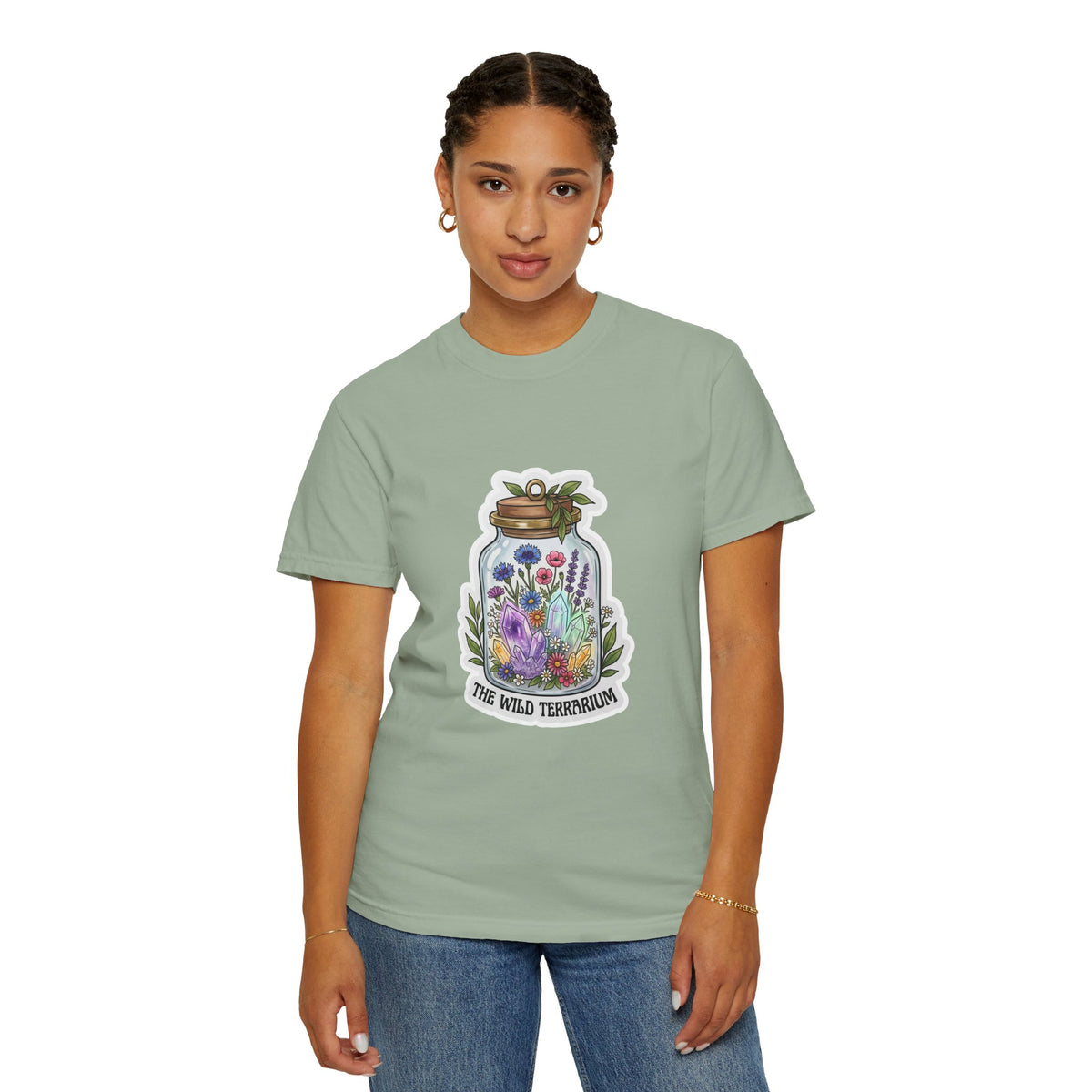 Terrarium Floral T-Shirt — "The Wild Terrarium" Botanical Jar Tee