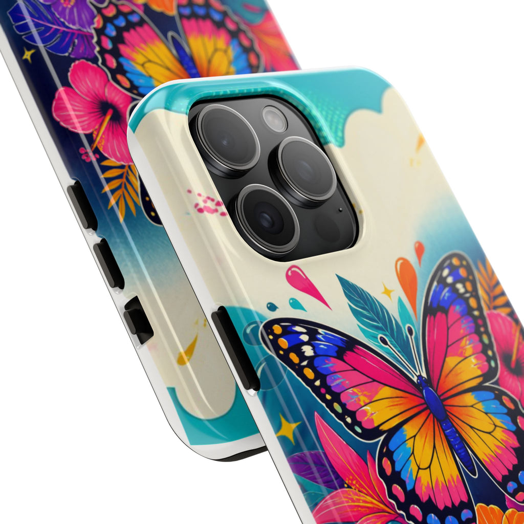 Butterfly Floral Tough Phone Case — Colorful Protective Phone Cover