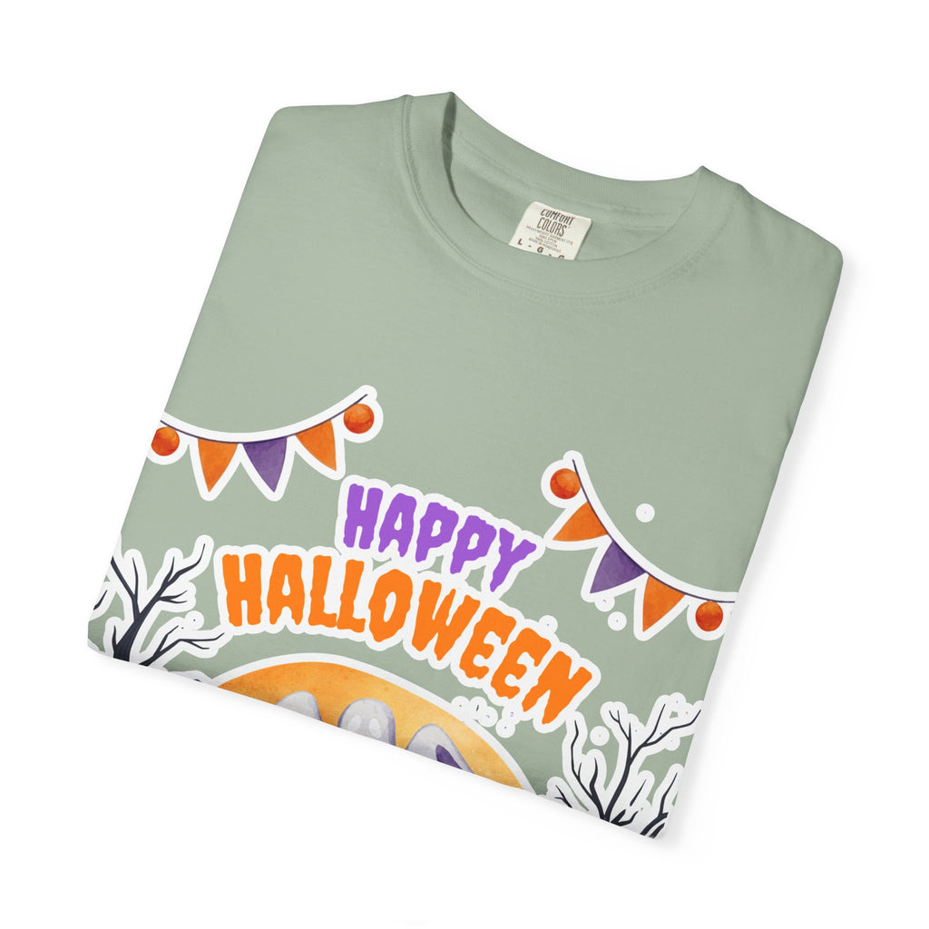 Happy Halloween T-Shirt — Ghost, Pumpkins & Graveyard Halloween Tee