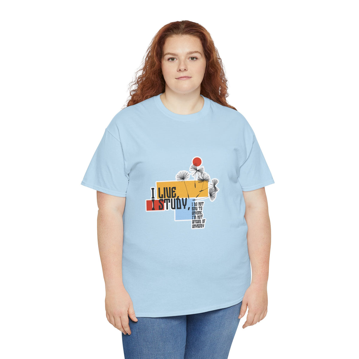 T-Shirt — I Live, I Study Graphic Tee (Minimalist Floral Collage)