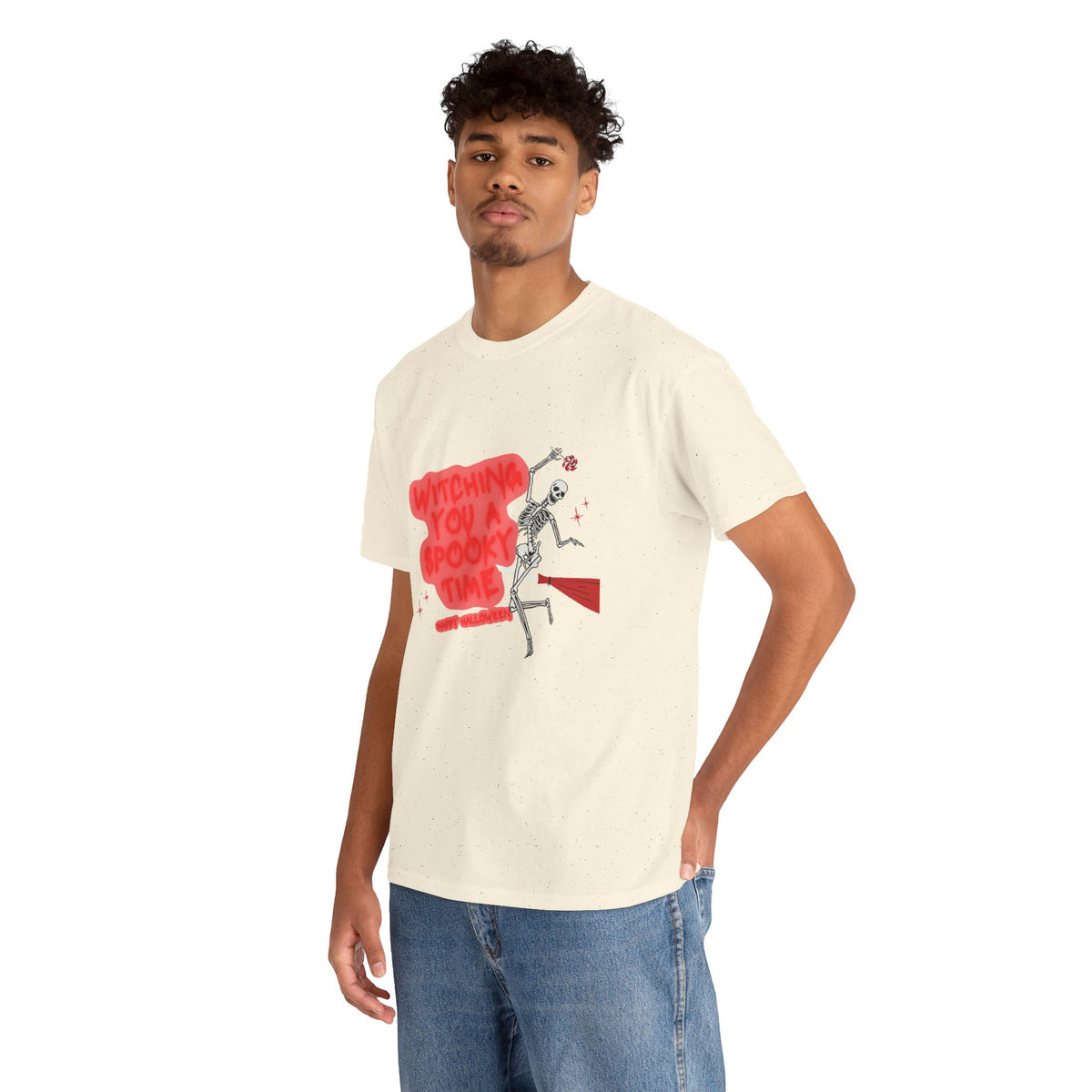 Skeleton 'Witching You a Spooky Time' Halloween T-Shirt