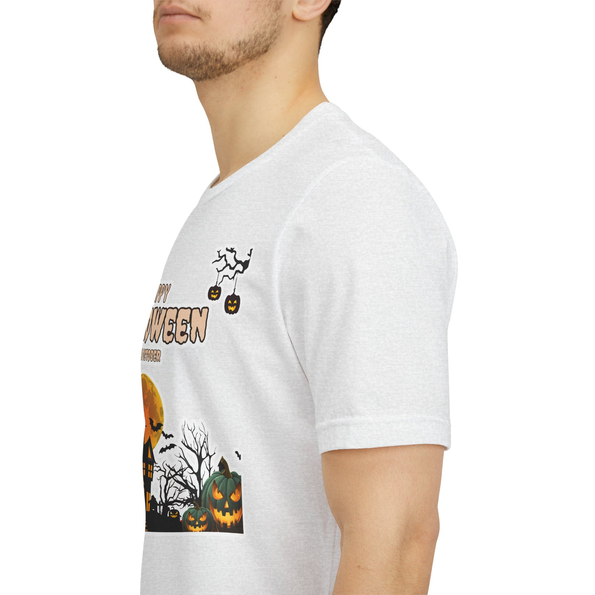 Halloween Haunted House T-Shirt — "Happy Halloween" Pumpkin Spooky Tee