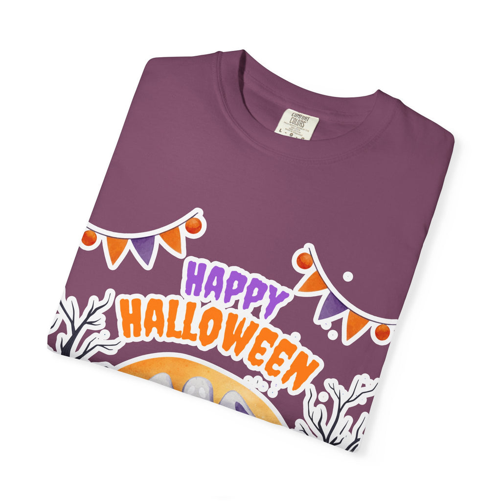 Happy Halloween T-Shirt — Ghost, Pumpkins & Graveyard Halloween Tee
