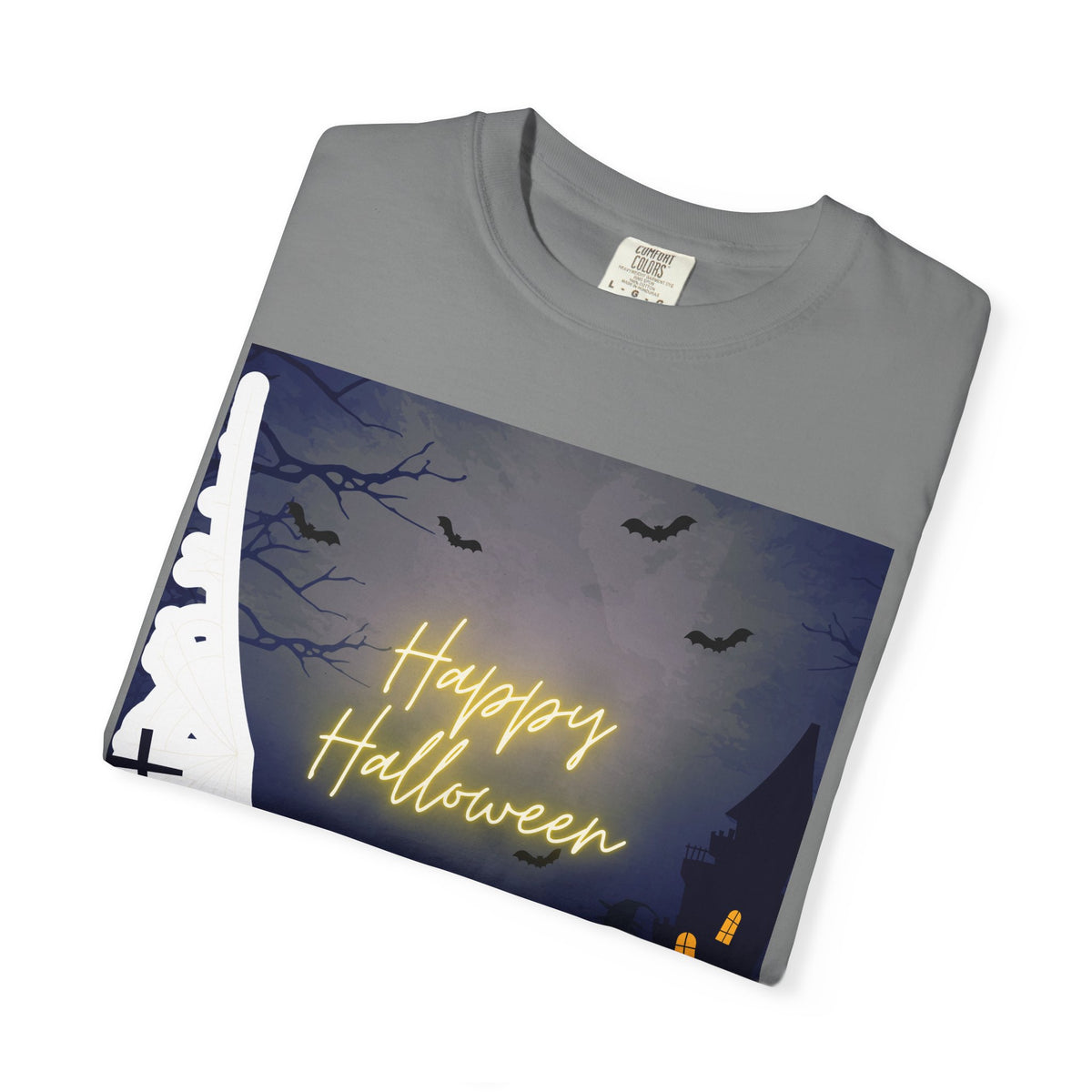 Halloween Night T-Shirt — "Happy Halloween" Haunted Graveyard Design